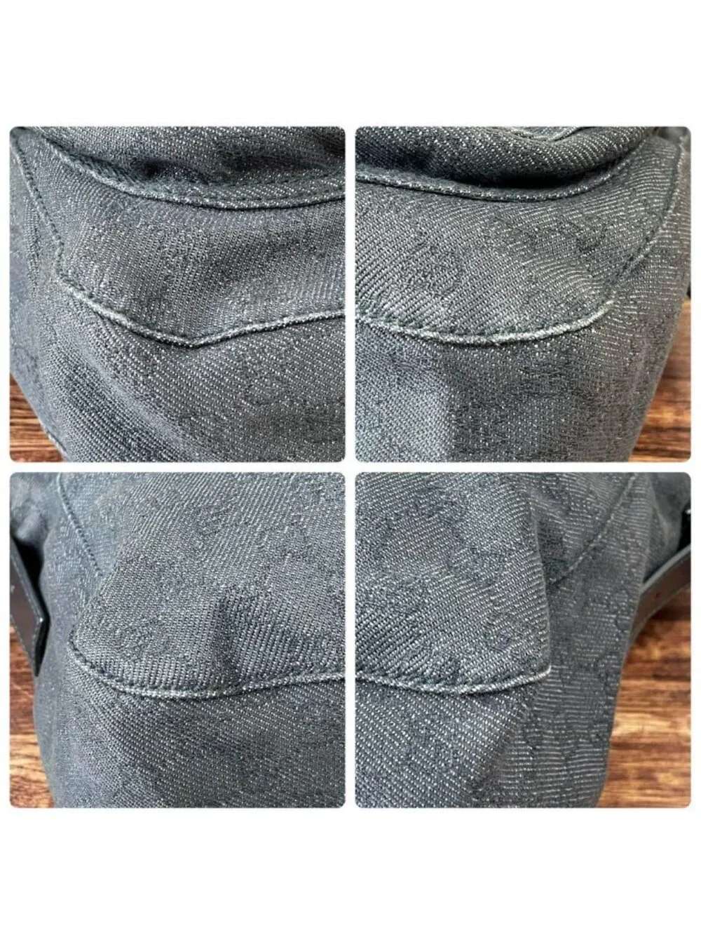Gucci GG Canvas Leather Shoulder Bag Large Black